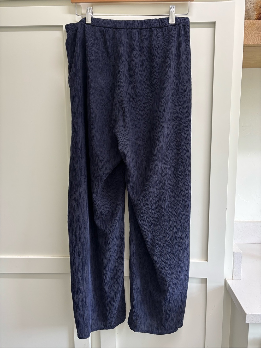 Eileen Fisher Woven Plissé Wide-Leg Pant small petite blue pull on trouser - Picture 5 of 8